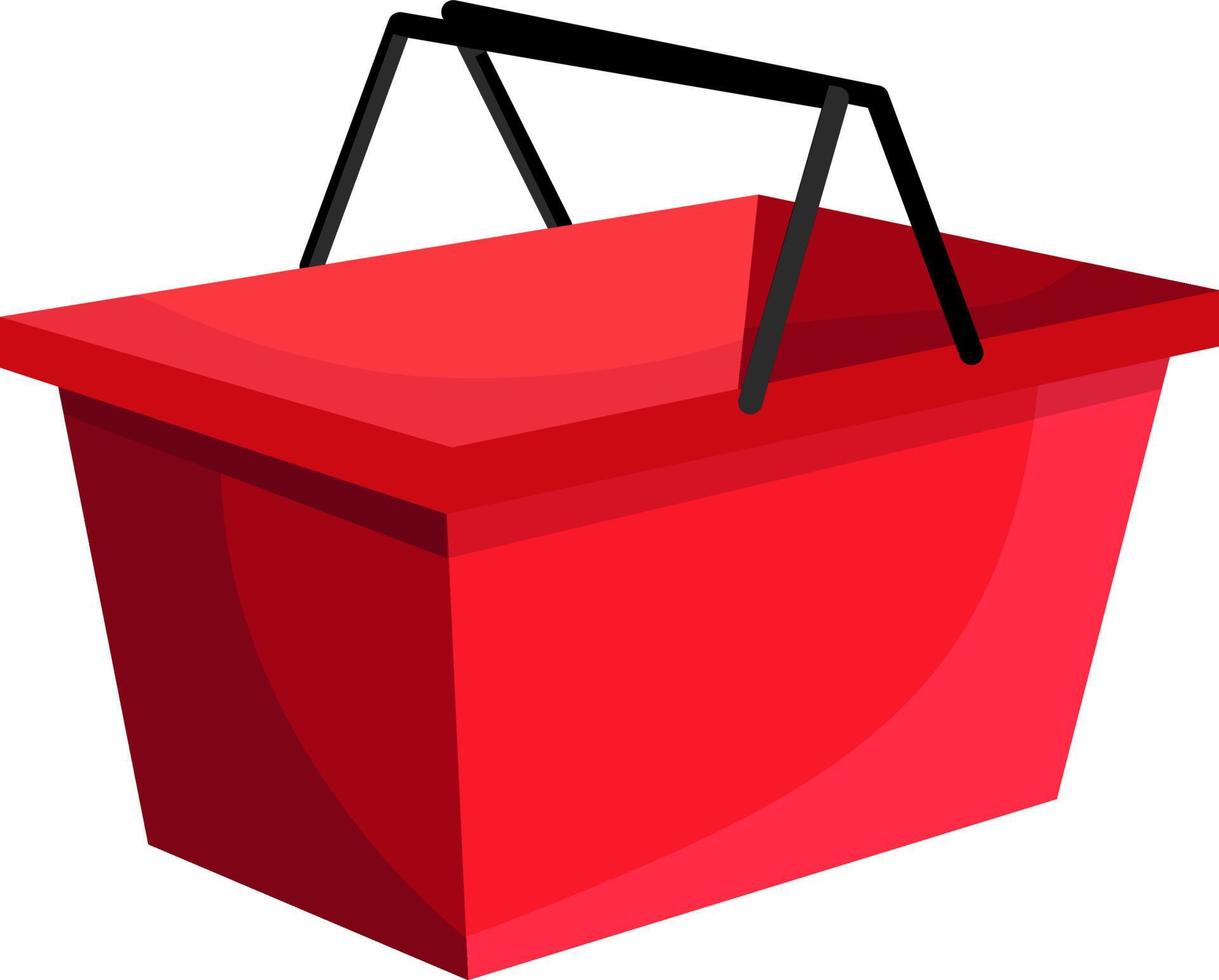 Red shopping basket, illustration, vector on white background