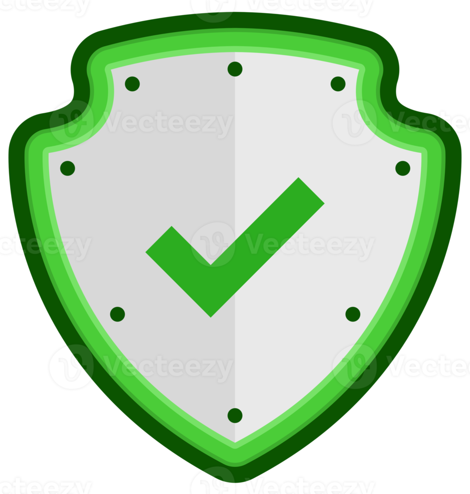 Check mark shield icon flat design png