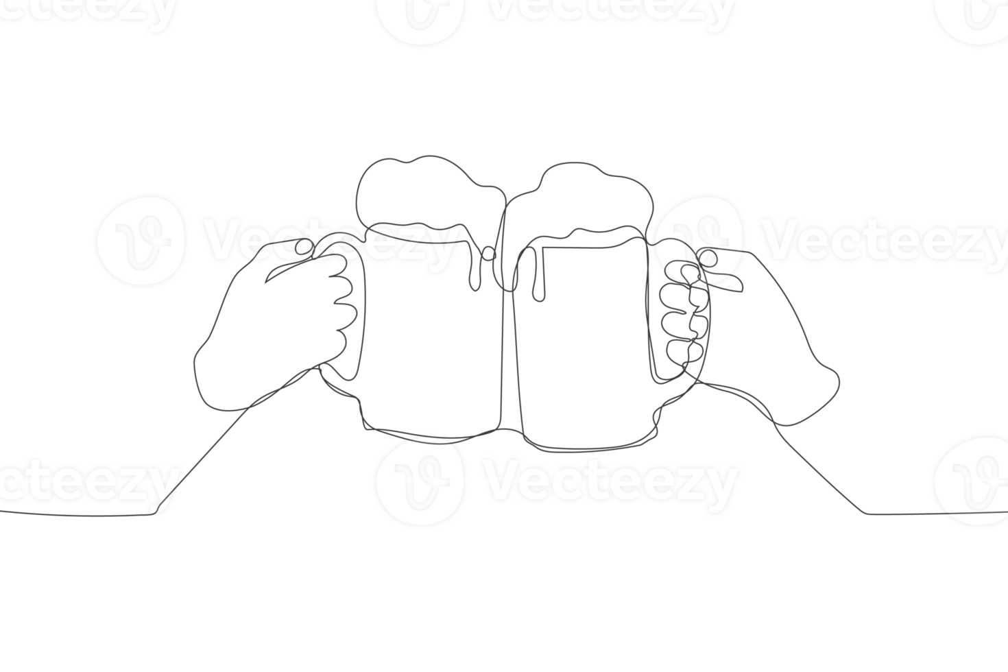 kontinuerlig ett linje teckning av händer av två människor klirr öl glasögon png