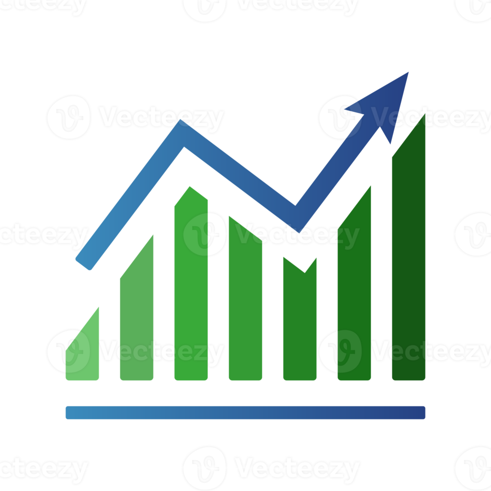 staafdiagram groei en pijl omhoog png