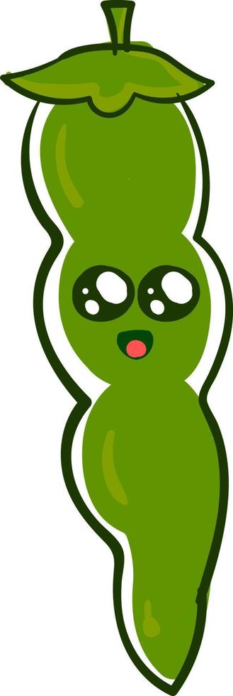 Green bean cute, illustration, vector on white background.