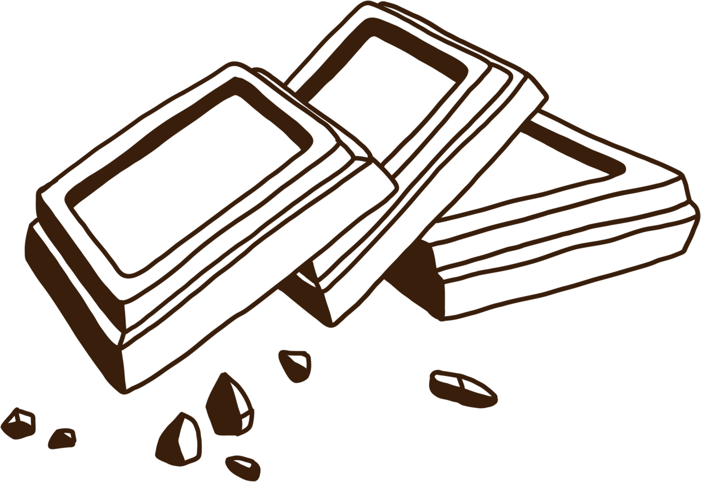 doodling freehand outline sketch drawing of a chocolate bar. png