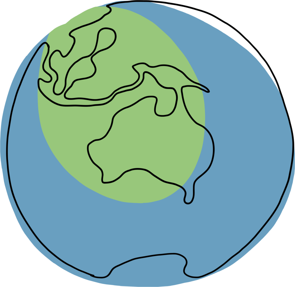 earth doodle continuous line freehand drawing. png