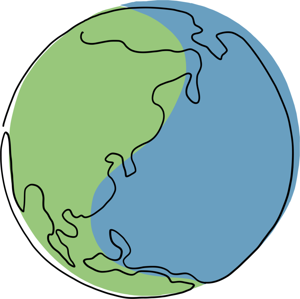 earth doodle continuous line freehand drawing. png