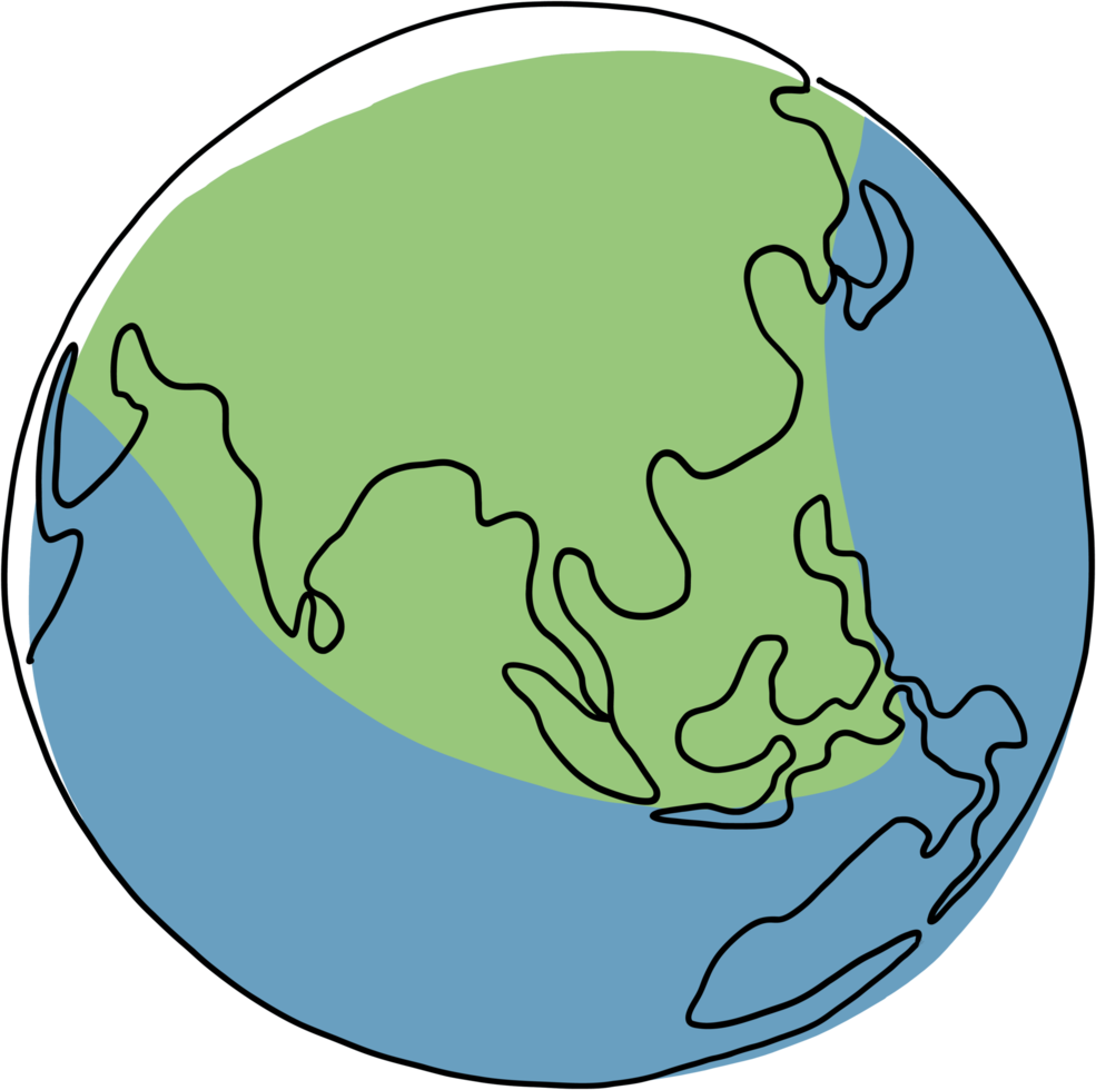 earth doodle continuous line freehand drawing. png