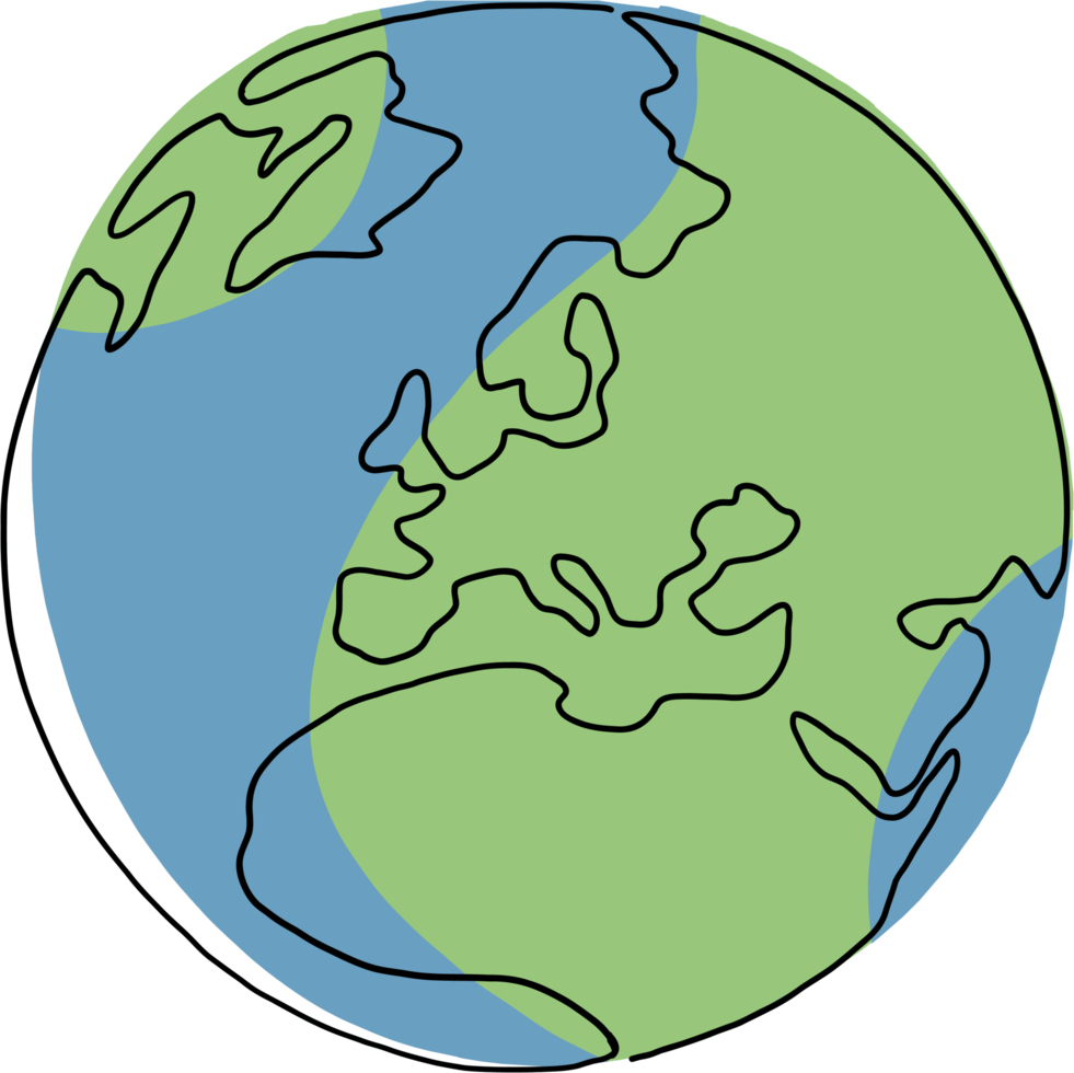 Earth Doodle fortlaufende Freihandzeichnung. png