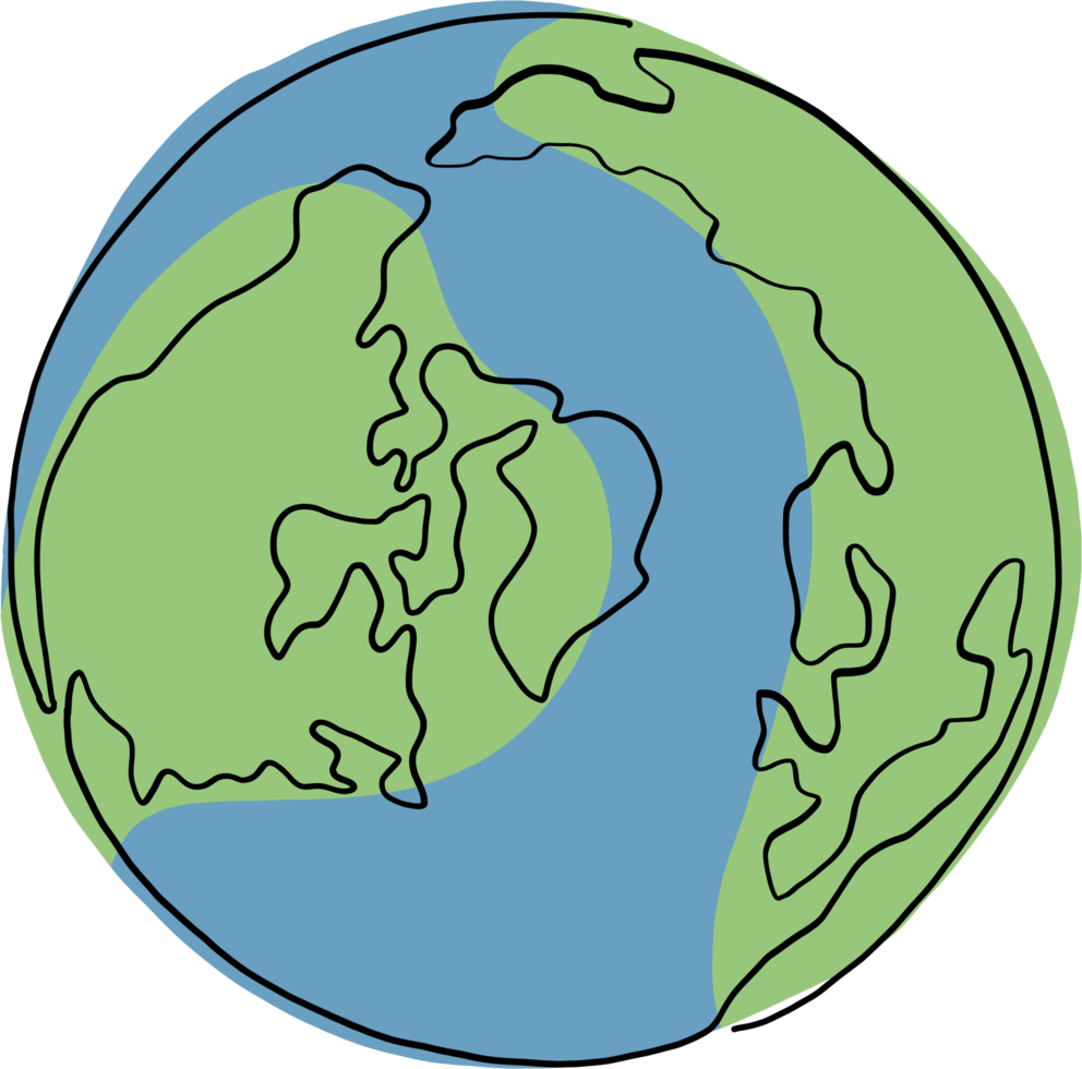 earth doodle continuous line freehand drawing. png