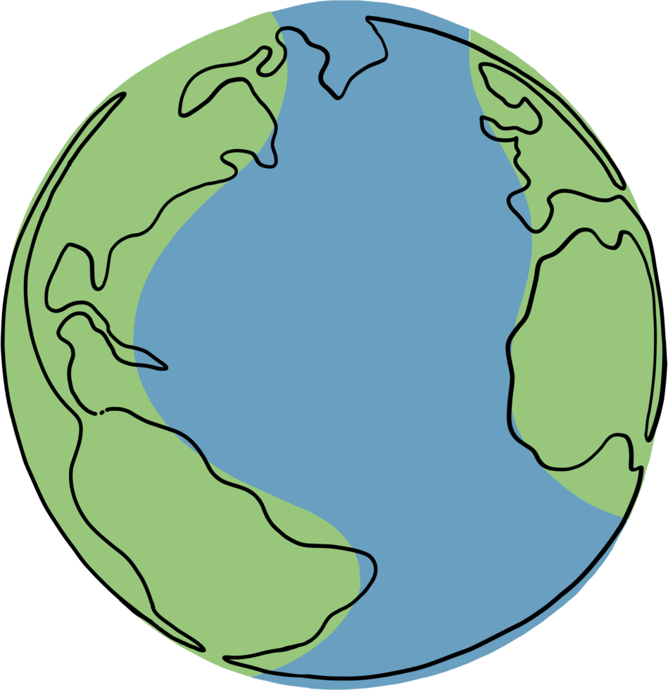 earth doodle continuous line freehand drawing. png