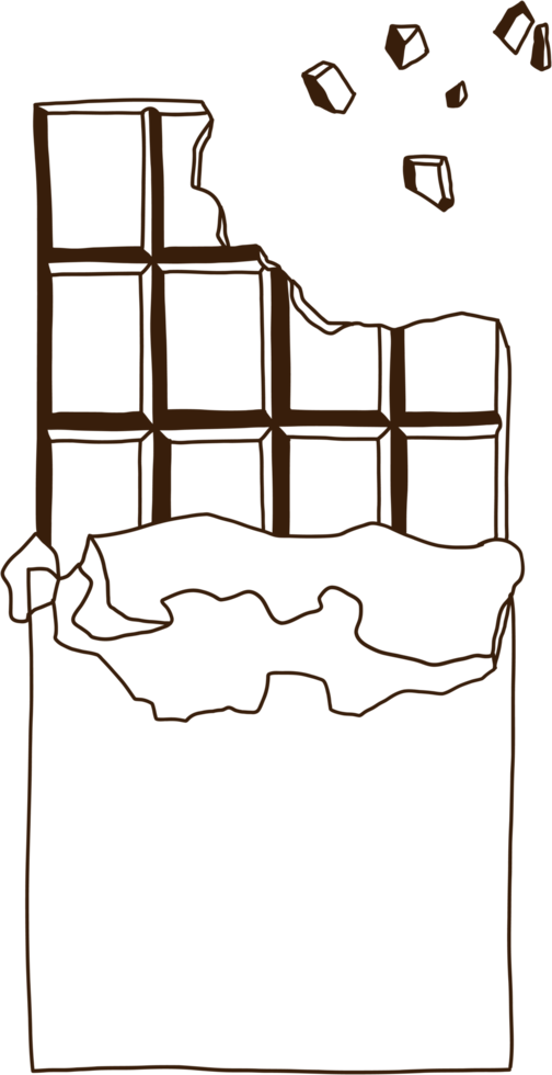 doodling freehand outline sketch drawing of a chocolate bar. png