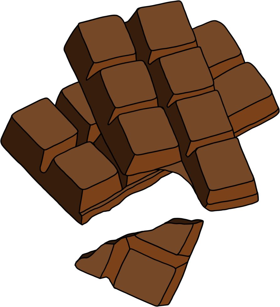 doodling freehand outline sketch drawing of a chocolate bar. png