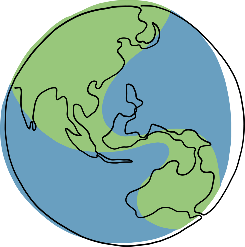 earth doodle continuous line freehand drawing. png