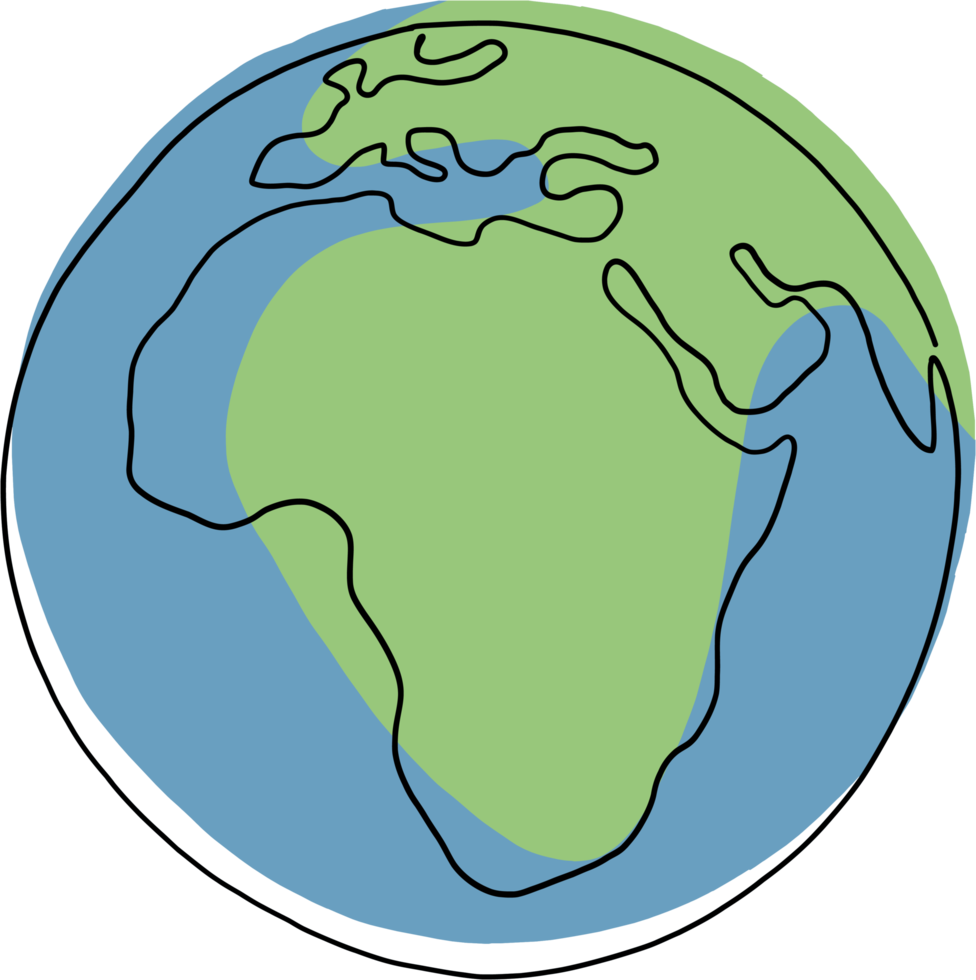 Earth Doodle fortlaufende Freihandzeichnung. png