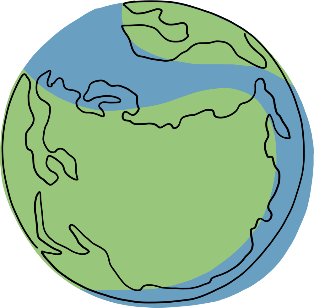 earth doodle continuous line freehand drawing. png