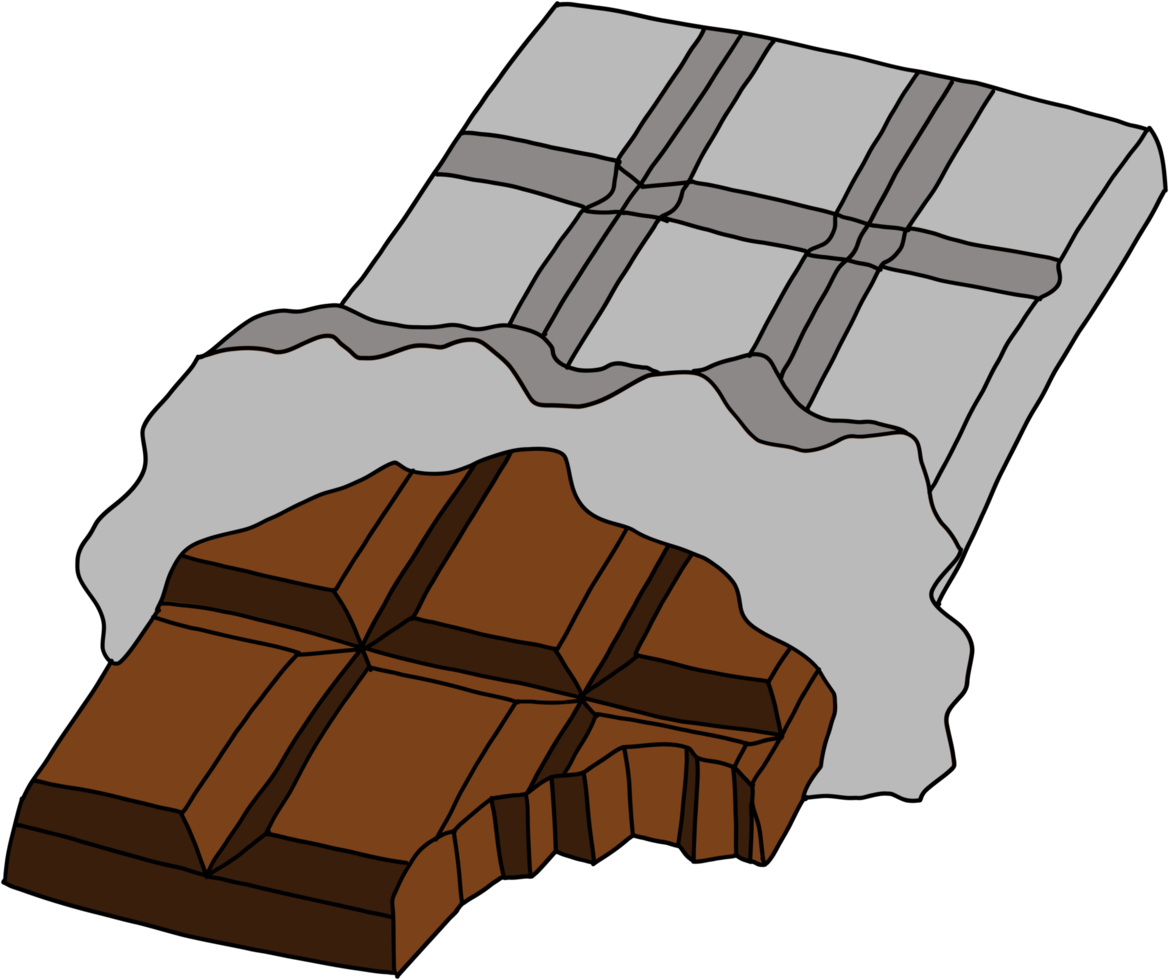 rabiscando desenho de esboço à mão livre de uma barra de chocolate. png