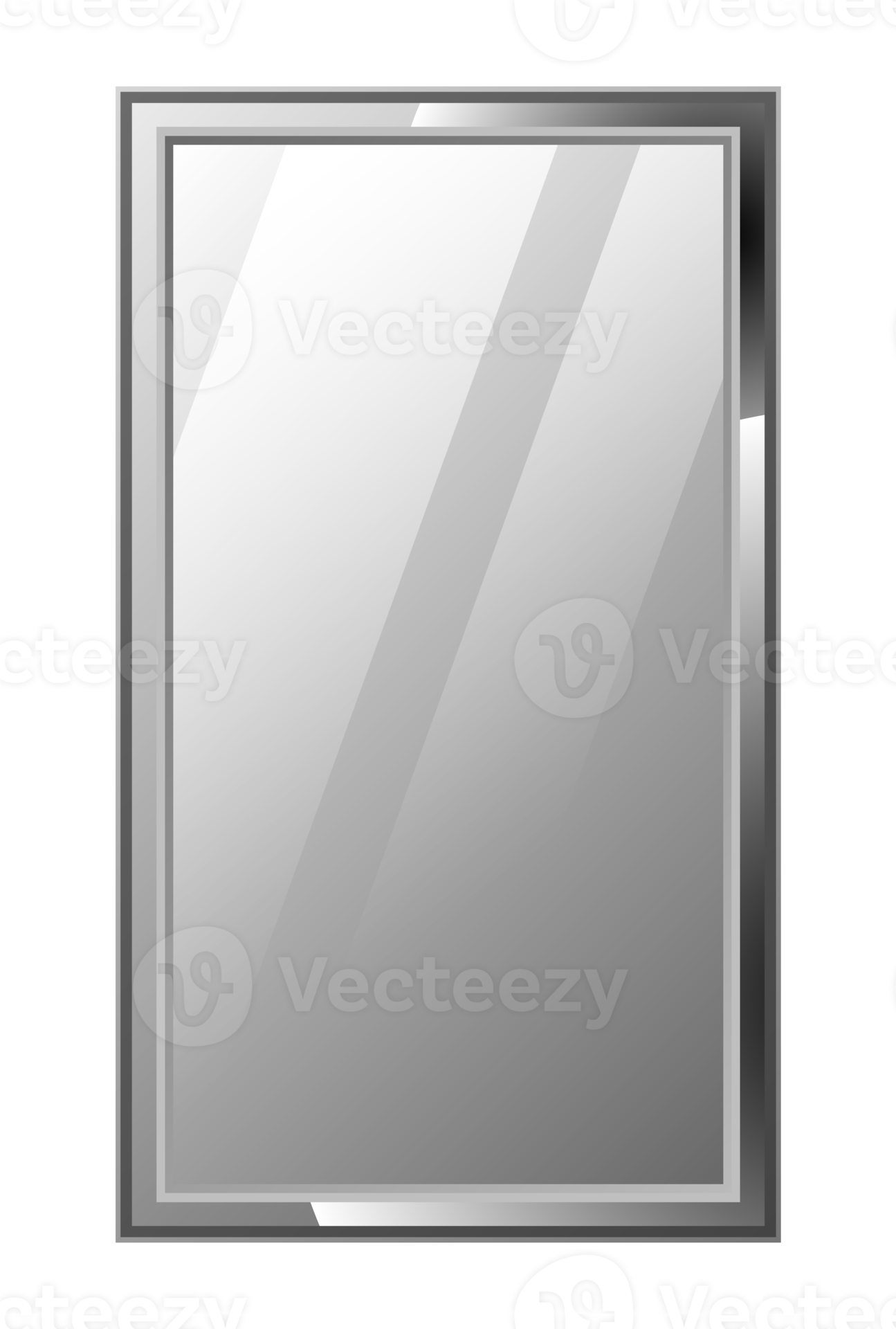 Realistic rectangle mirror with metal frame 13743759 PNG