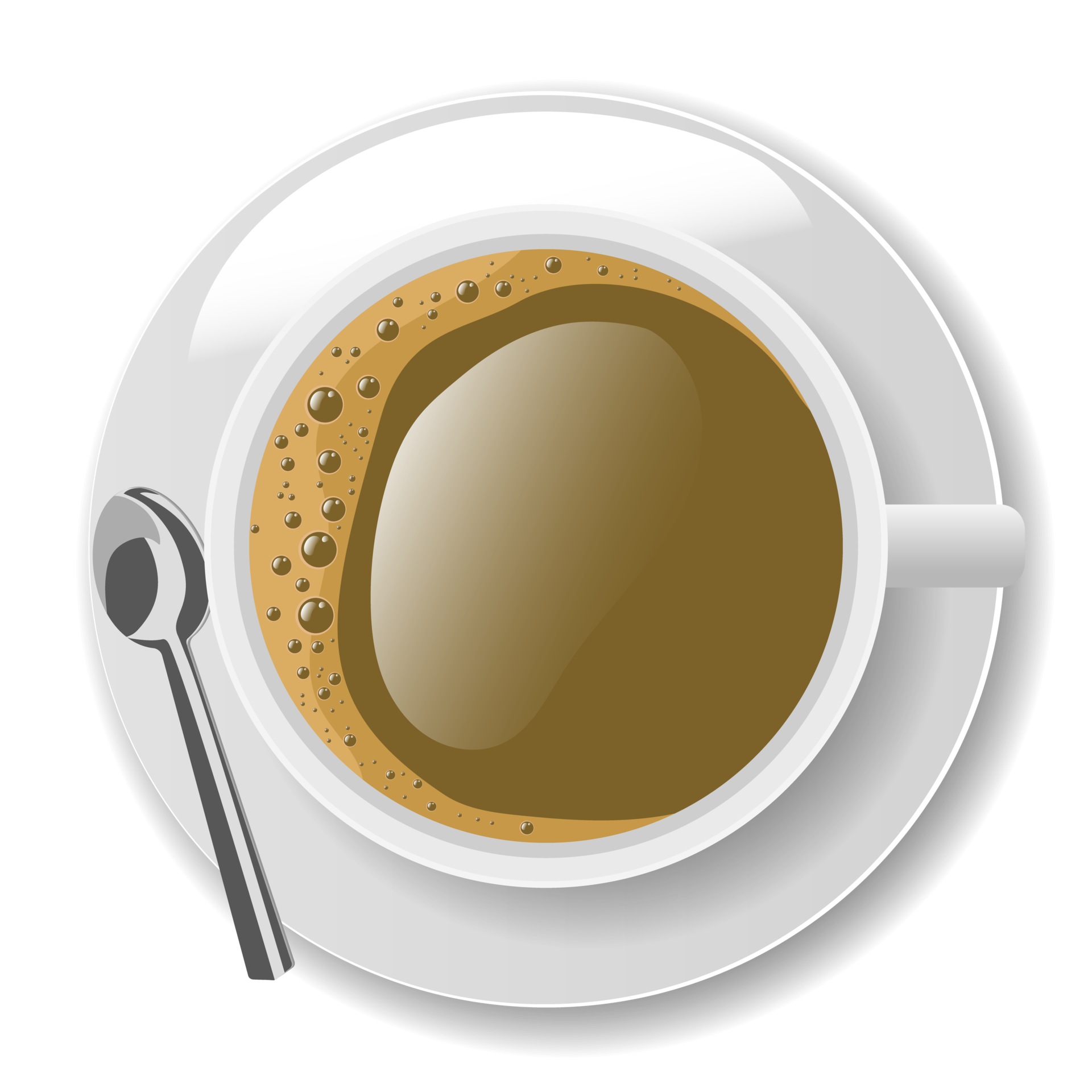 Top view of white coffee cup with plate and spoon 13743761 PNG
