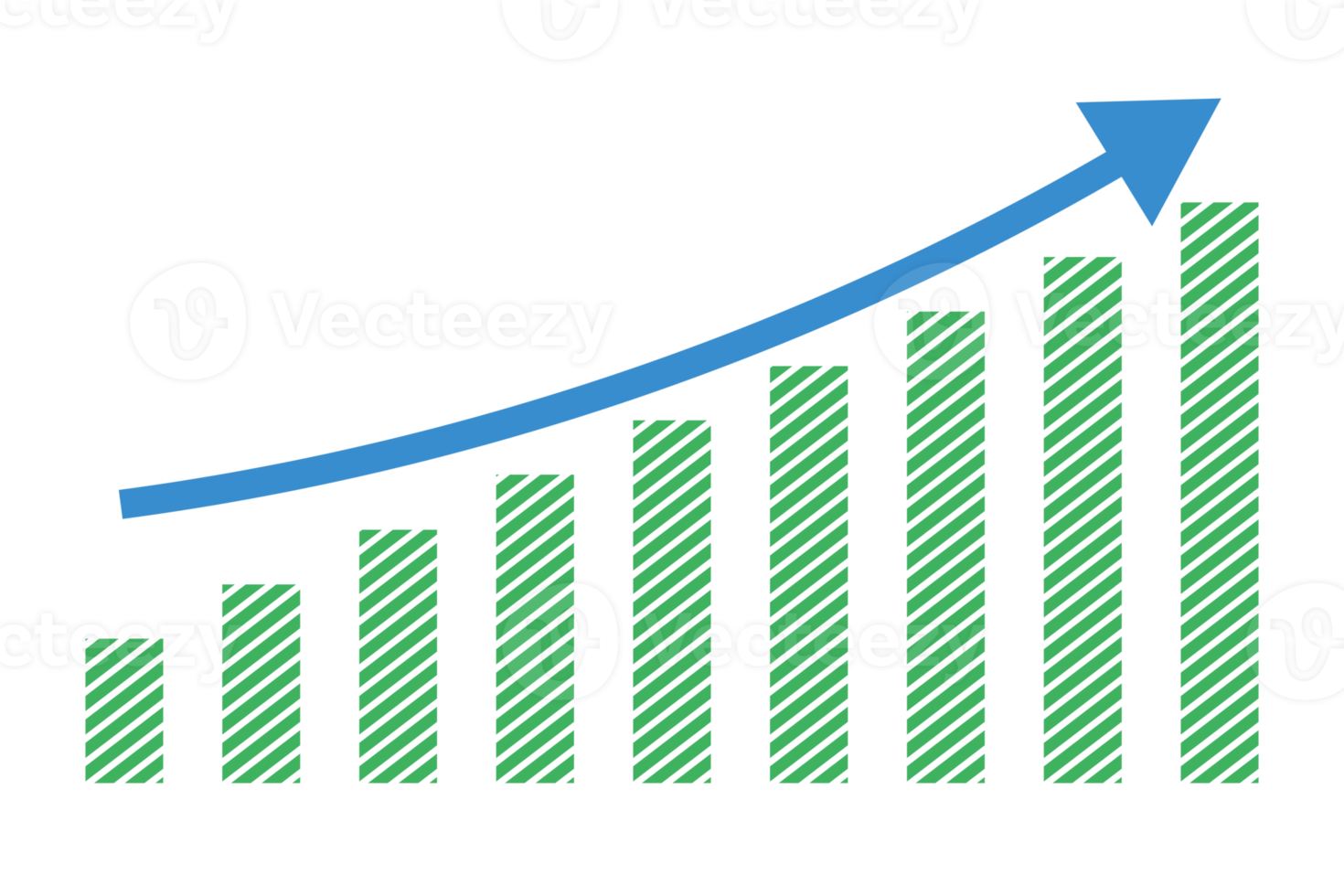 crecimiento del gráfico de barras y flecha hacia arriba png