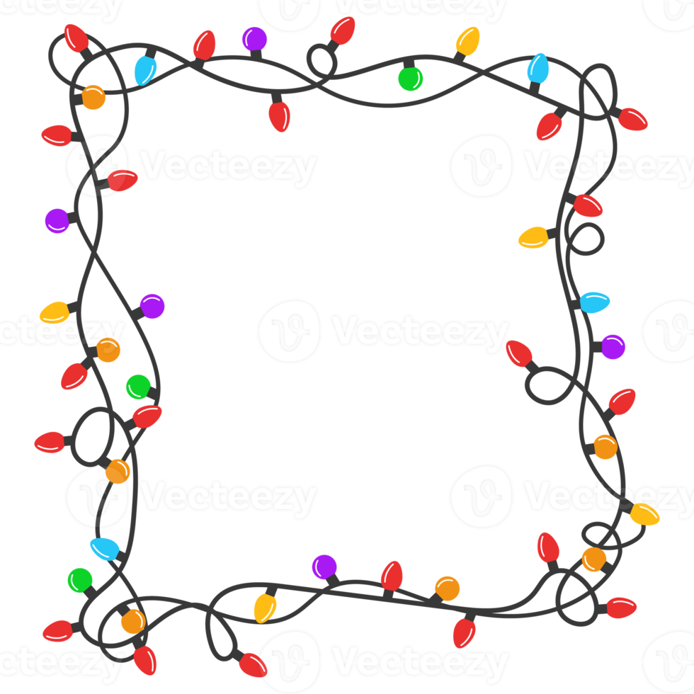 colorful christmas light bulb square frame png