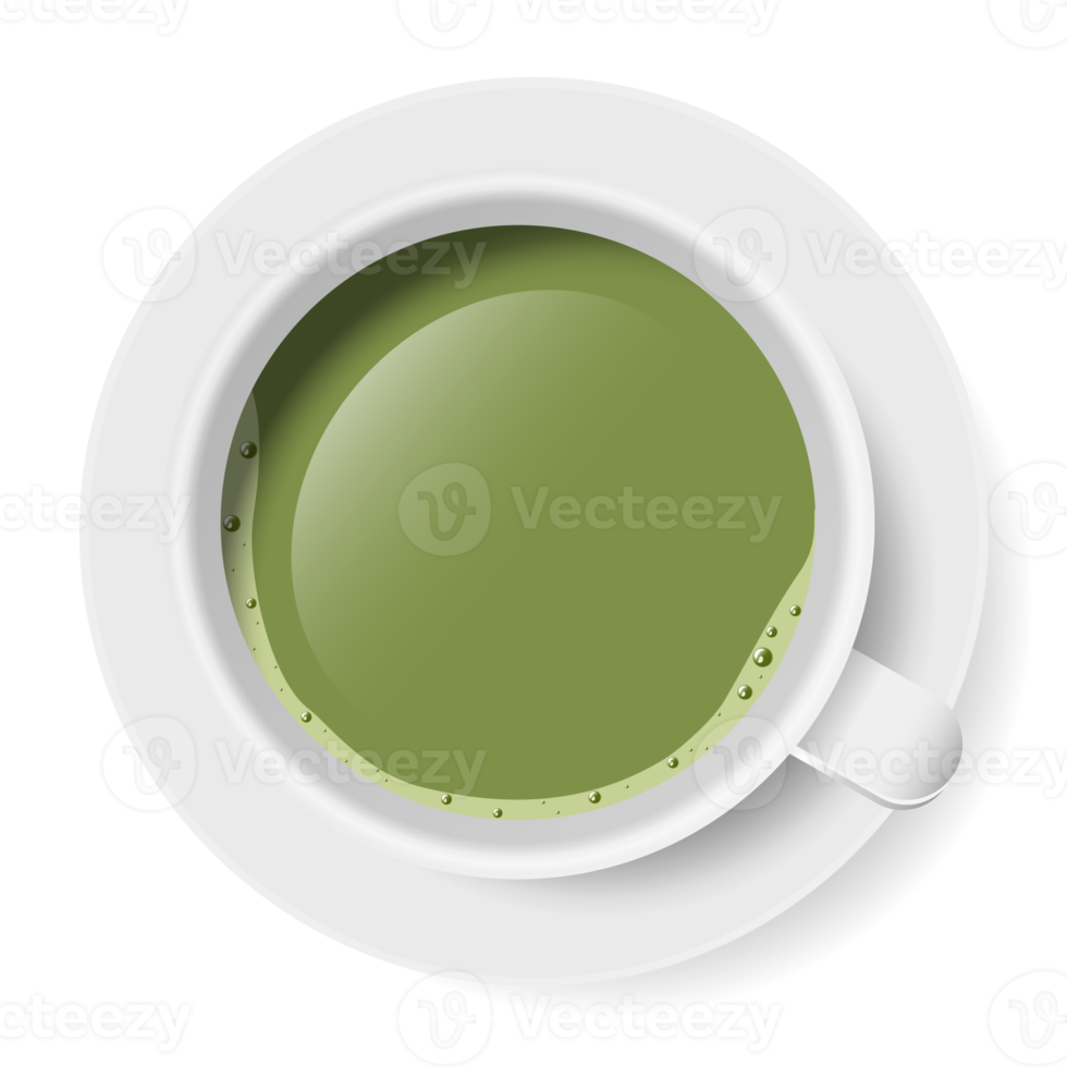 top view of green tea cup png