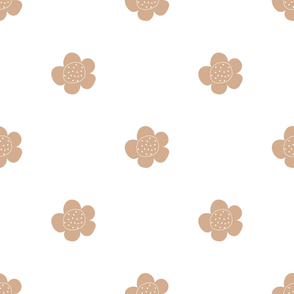 Floral seamless vector pattern with flowers. Spring flora. Simple hand-drawn kids style. Pretty ditsy for fabric, textile, wallpaper. Digital paper in white background