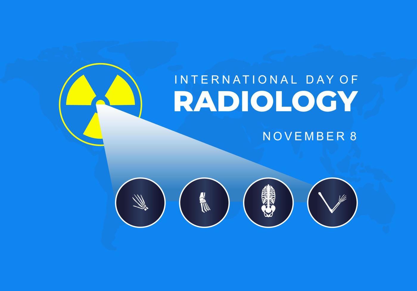 día internacional de los antecedentes de radiología celebrado el 8 de noviembre. vector