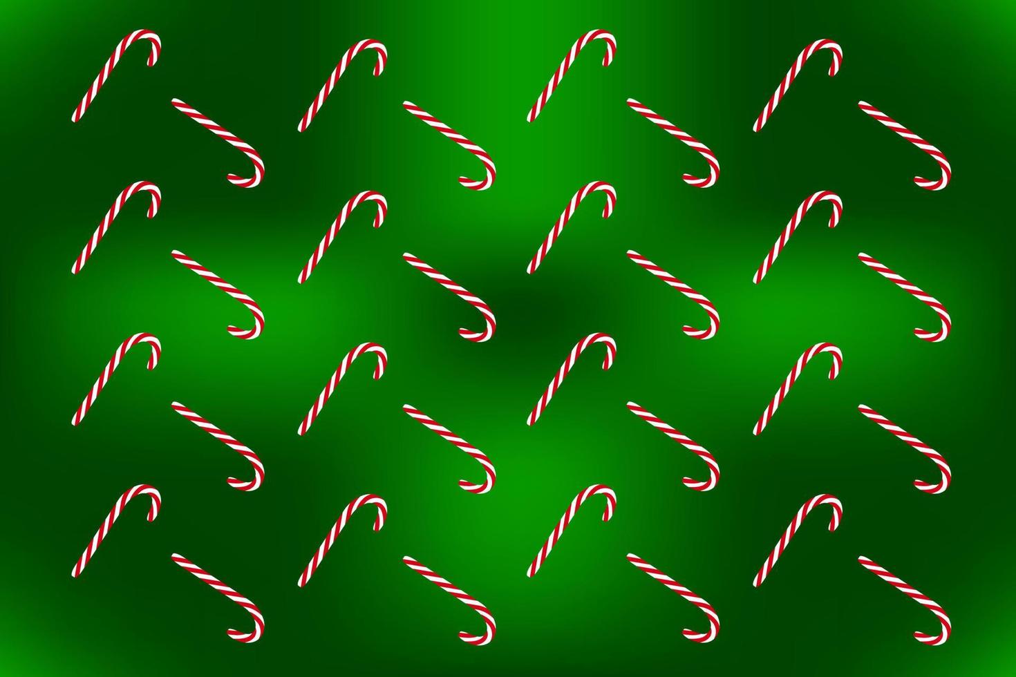 Christmas pattern on a dark green background with two Christmas candies. Vector image. Package design.