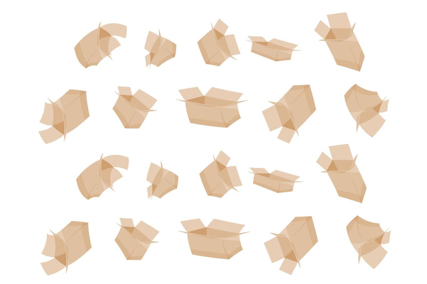 Pattern from cardboard boxes on a white background. The concept of ecology, environmental protection, waste recycling. Vector image.