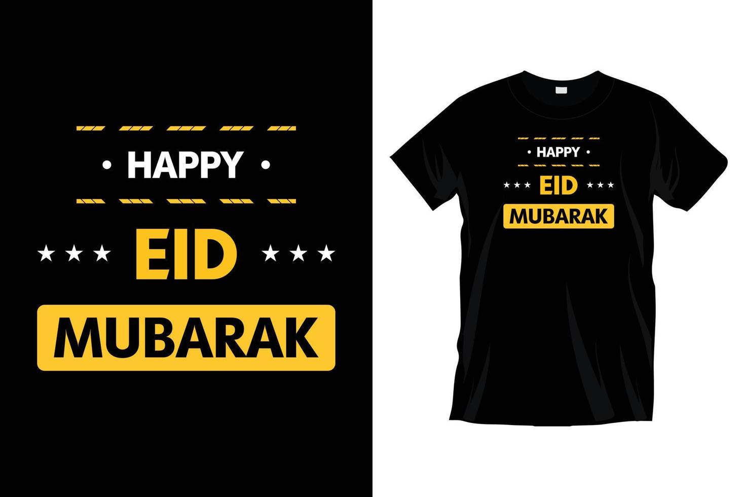 Happy Eid Mubarak. Ramadan typography t shirt design for prints, apparel, vector, art, illustration, typography, poster, template, trendy black tee shirt design. vector