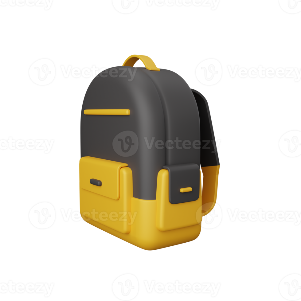 3d rendering school bag isolated useful for education, learning, knowledge, school and class design png