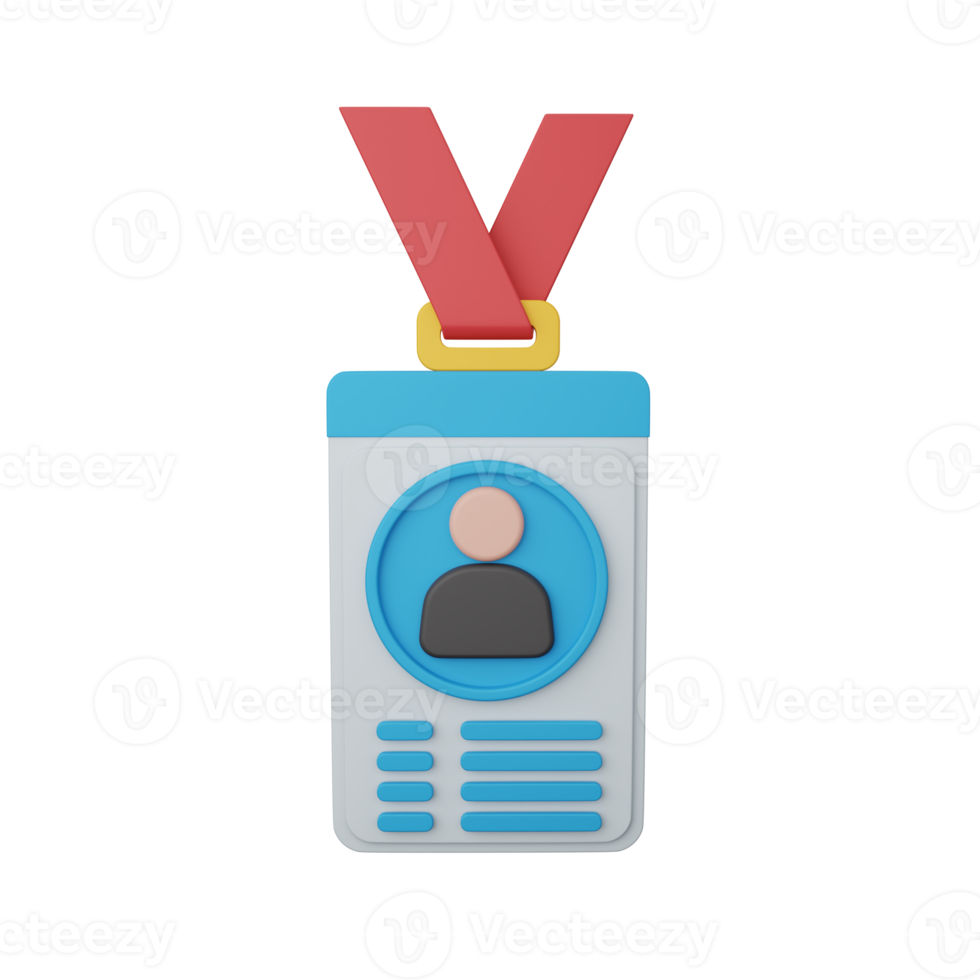 Tarjeta de identificación de representación 3d aislada útil para la educación, el aprendizaje, el conocimiento, la escuela y el diseño de clase png
