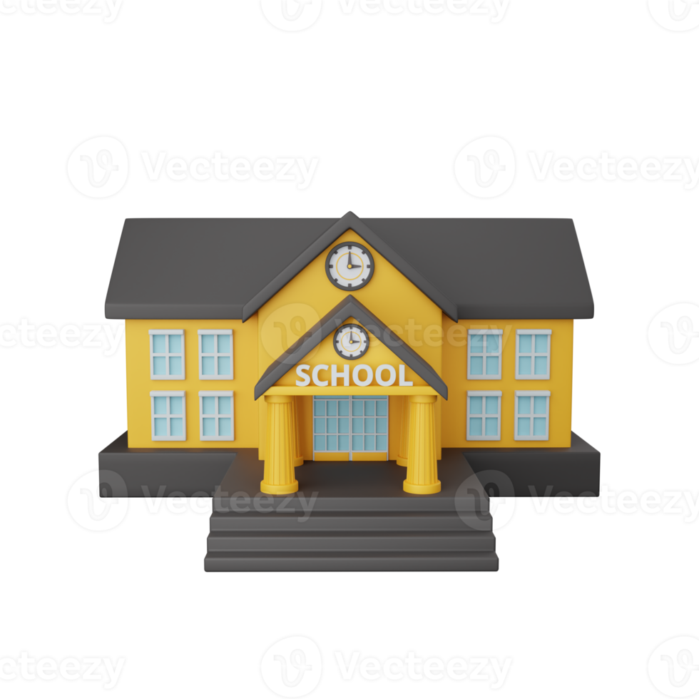 3d rendering school building isolated useful for education, learning, knowledge, school and class png