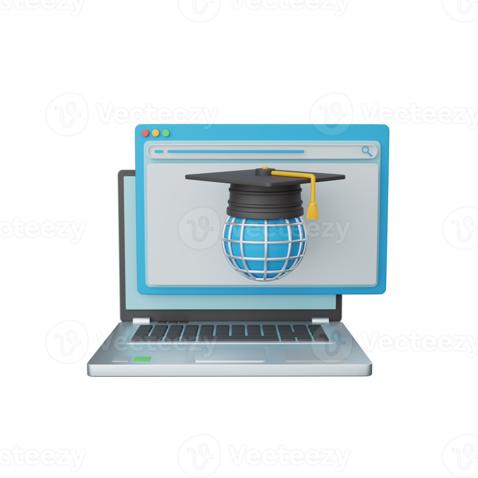 3d rendering online learning isolated useful for education, technology, knowledge, school and class png