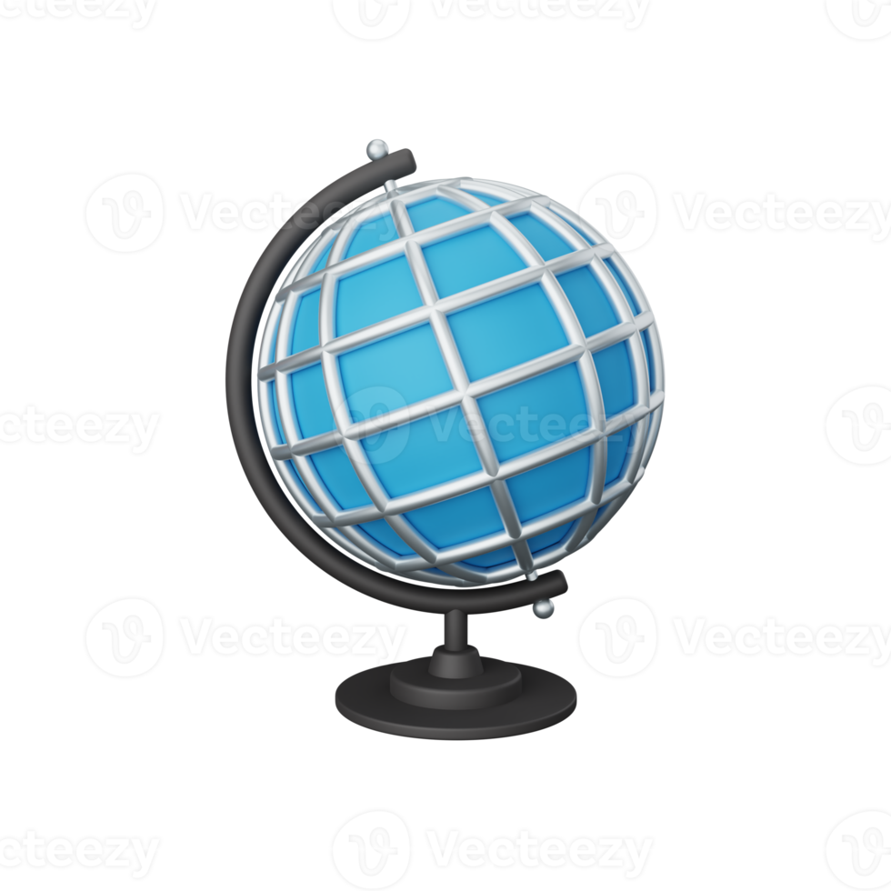 3d rendering table globe isolated useful for education, learning, knowledge, school and class design png