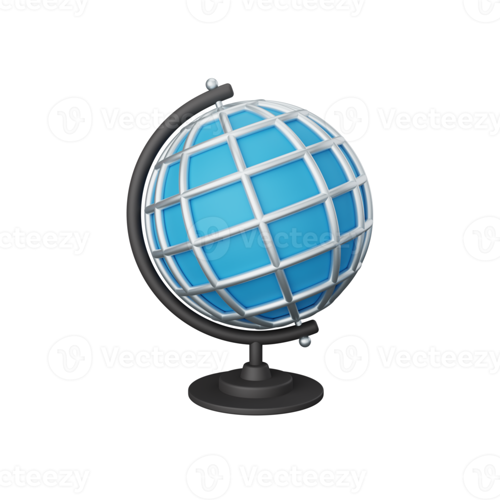 3d rendering table globe isolated useful for education, learning, knowledge, school and class design png