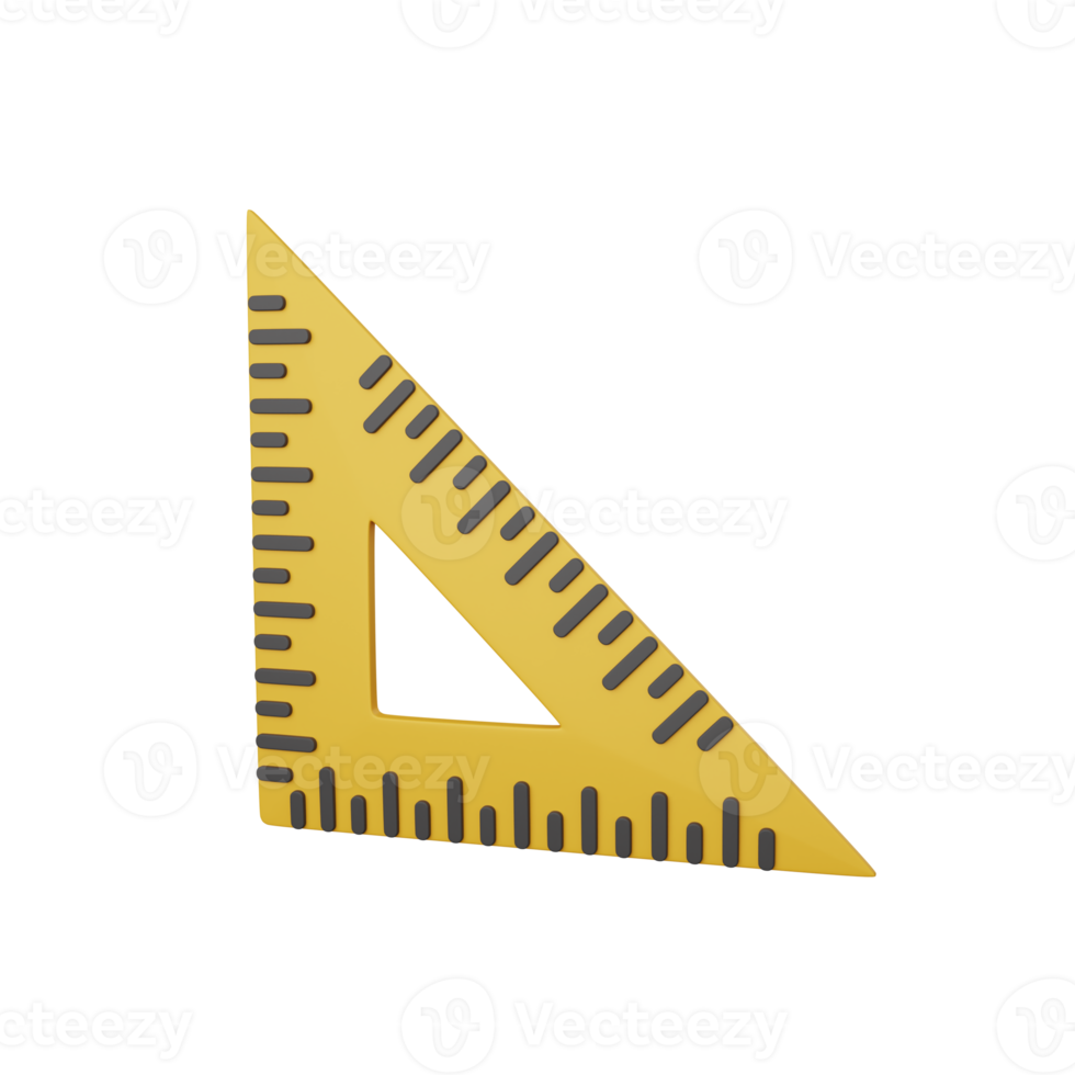 3d rendering triangle ruler isolated useful for education, learning, knowledge, school and class png