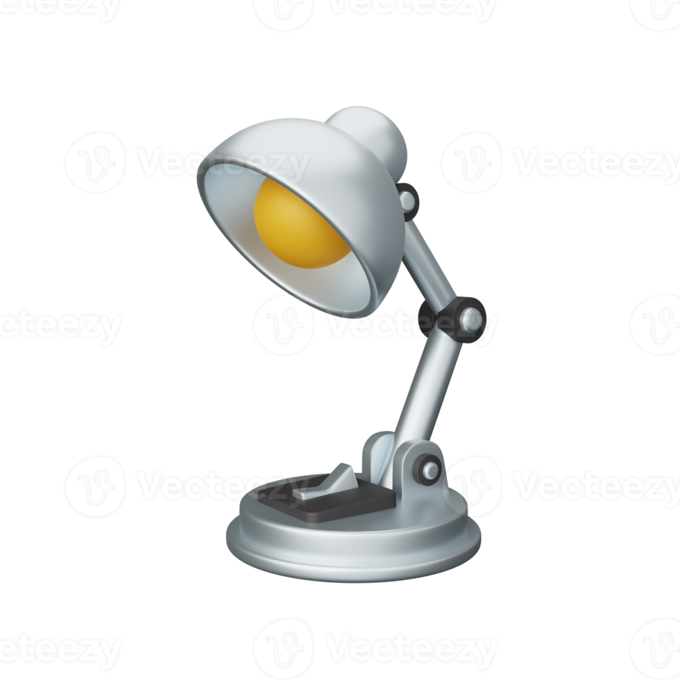 3d rendering desk lamp isolated useful for education, technology, learning, school and class design png