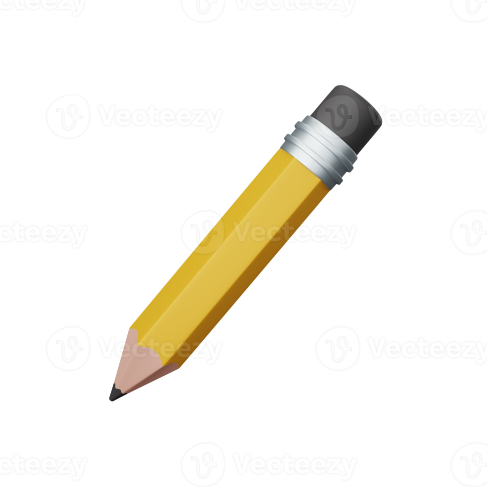 3d rendering pencil isolated useful for education, learning, knowledge, school and class design png