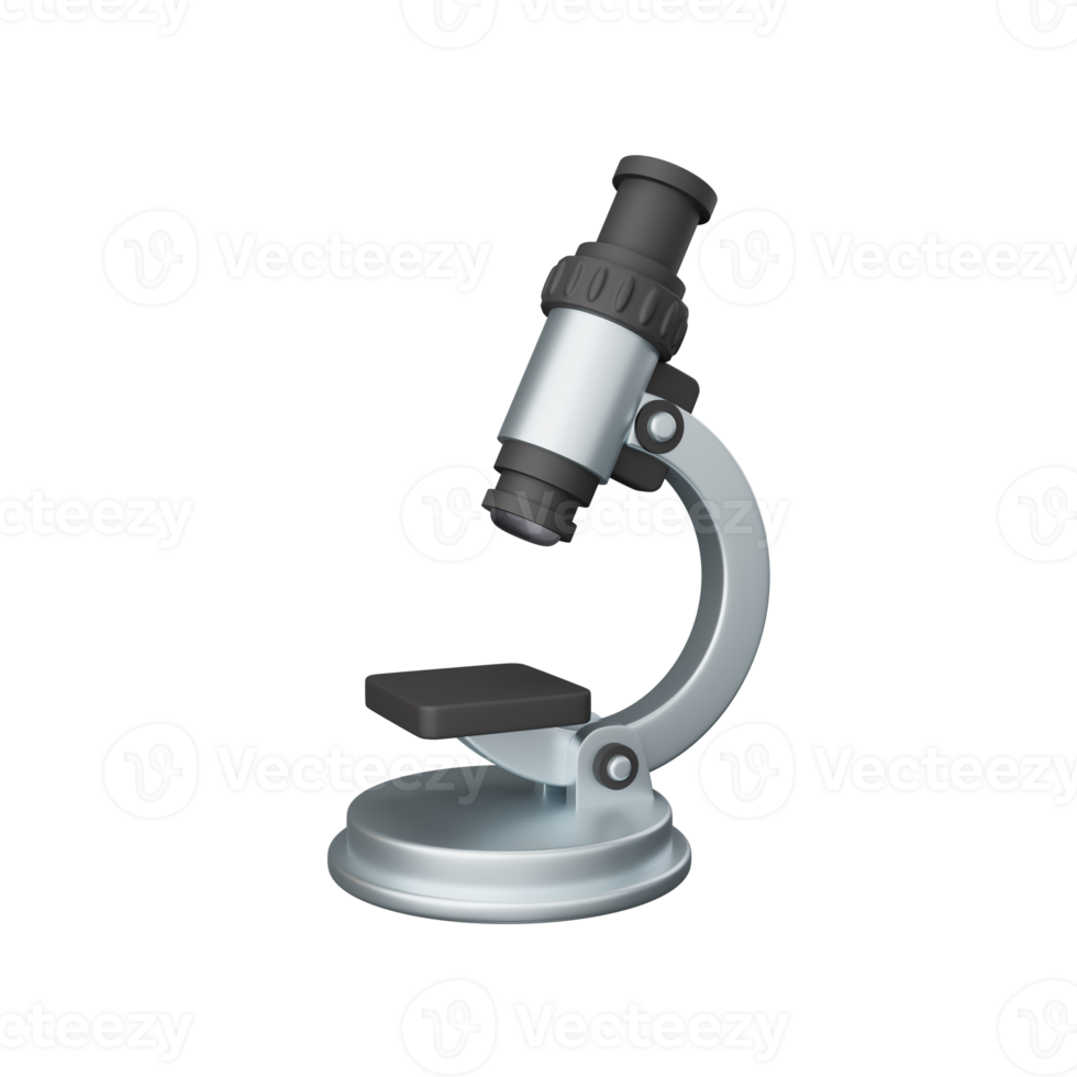 Microscopio de representación 3d aislado útil para la educación, la tecnología, el aprendizaje, el conocimiento y la escuela png
