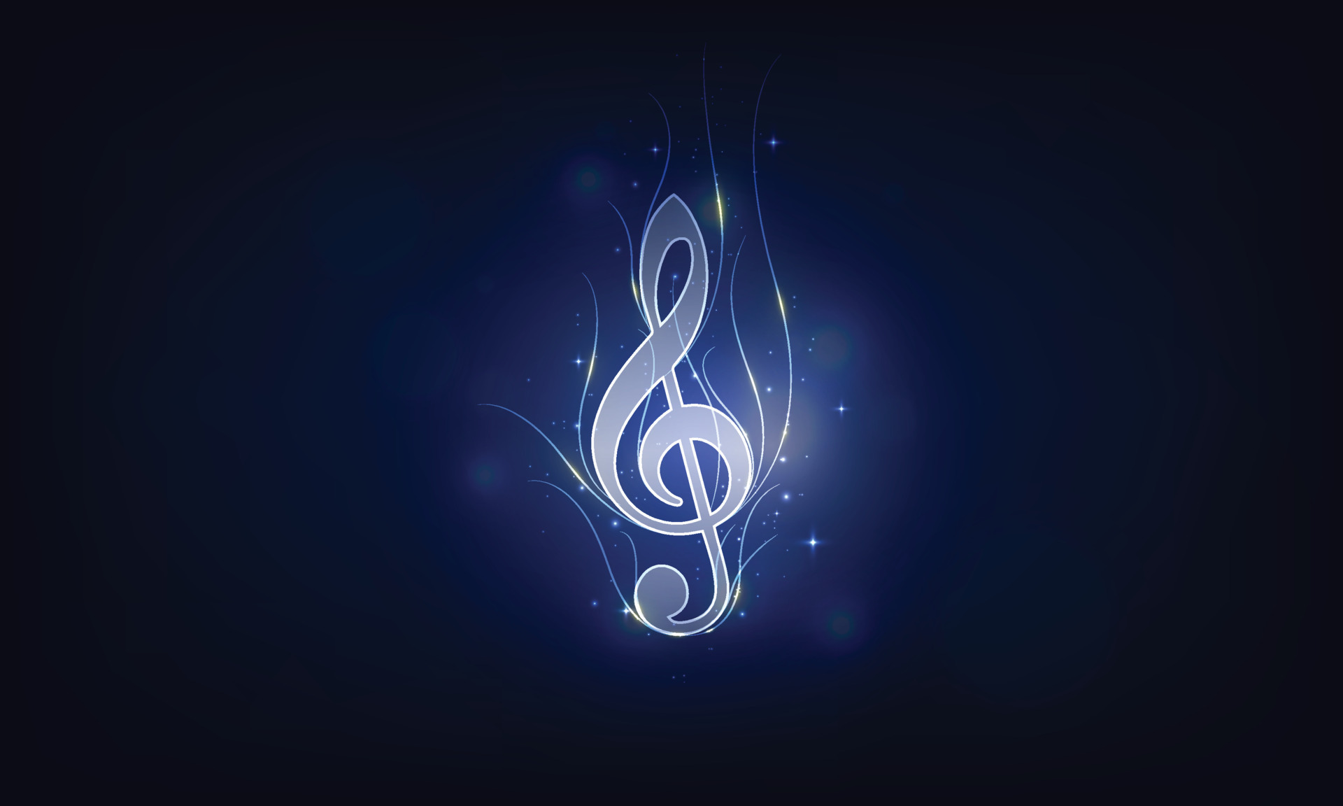 Gold light music note on blue background. vector illustration 13744336
