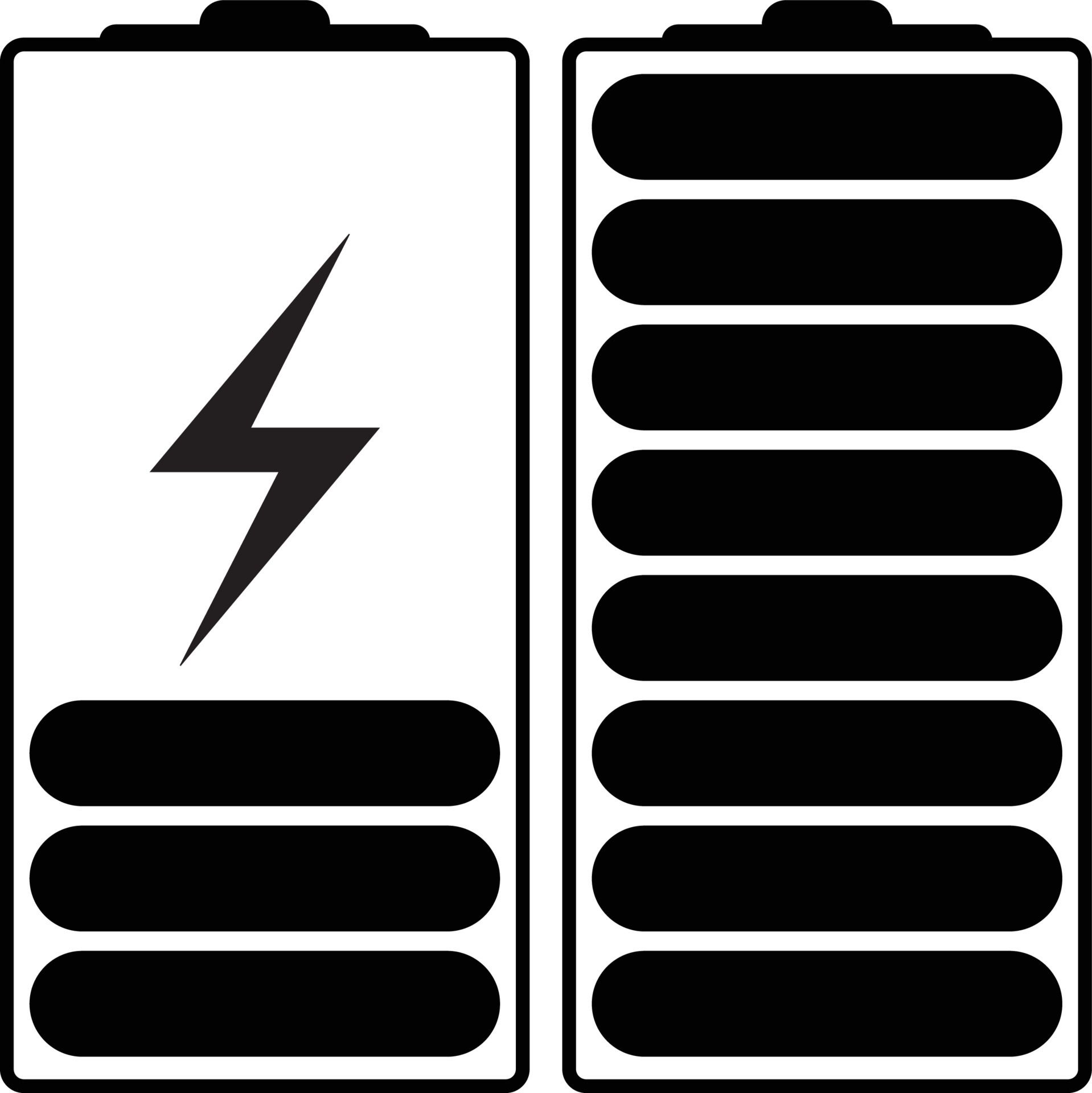 Battery GSM icon set. battery charging charge indicator icon. level