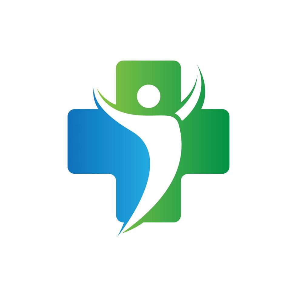 Human medical cross logo healty care logo design vector