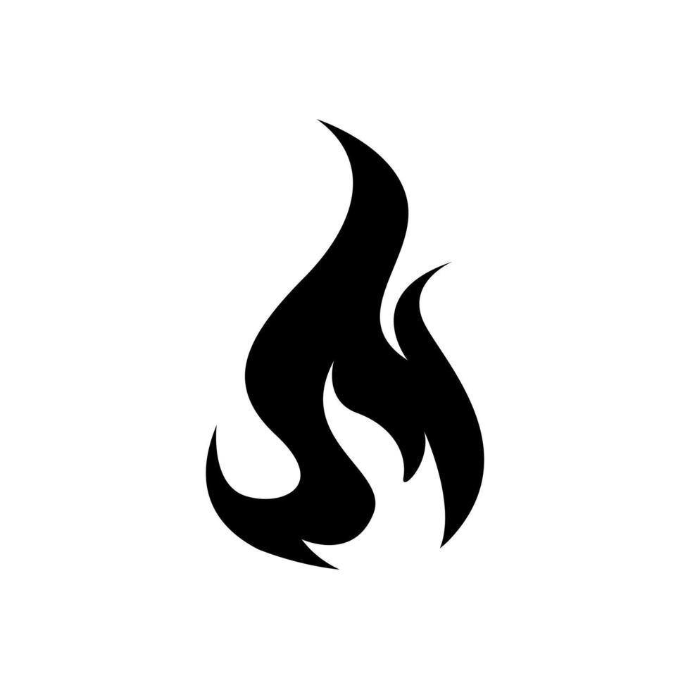 icono de llama de fuego, icono negro aislado en fondo blanco vector