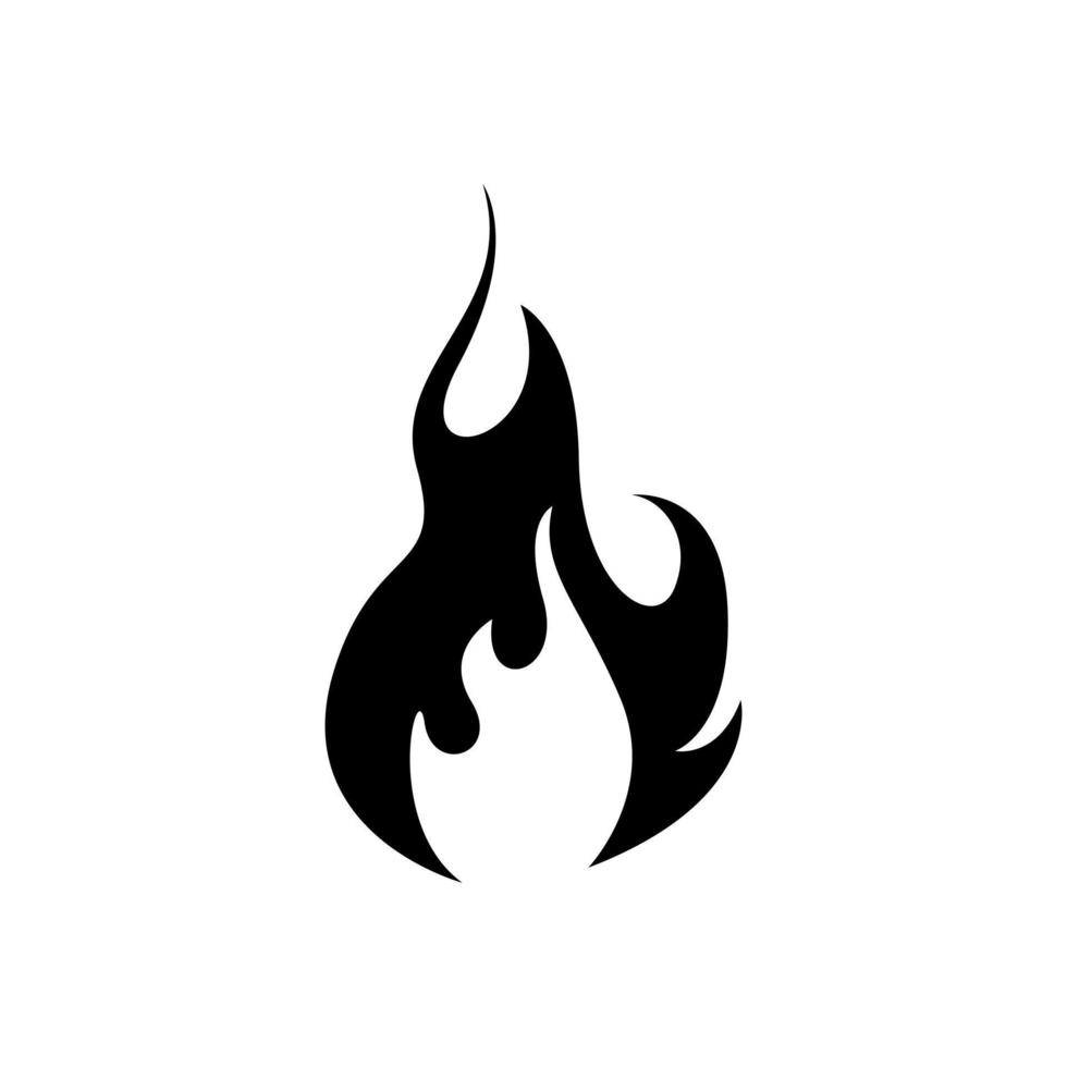 icono de llama de fuego, icono negro aislado en fondo blanco vector