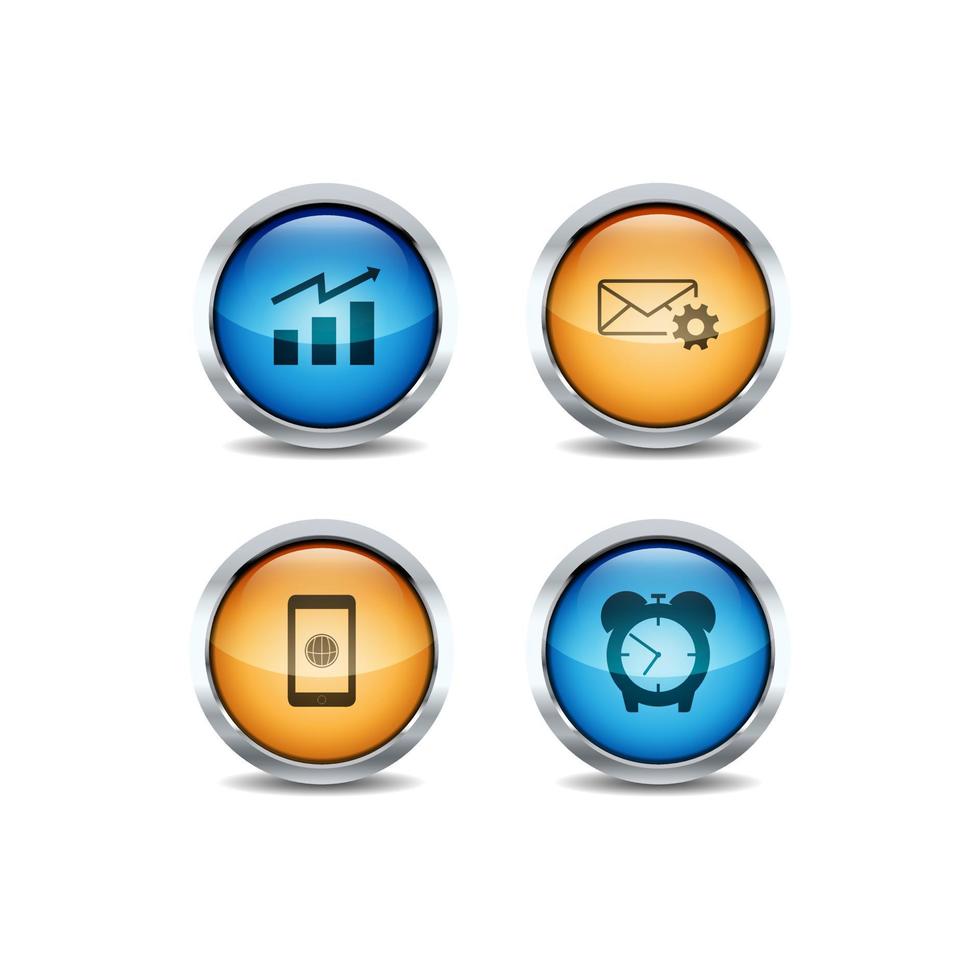 3D Shiny ui circle button style vector icon set design