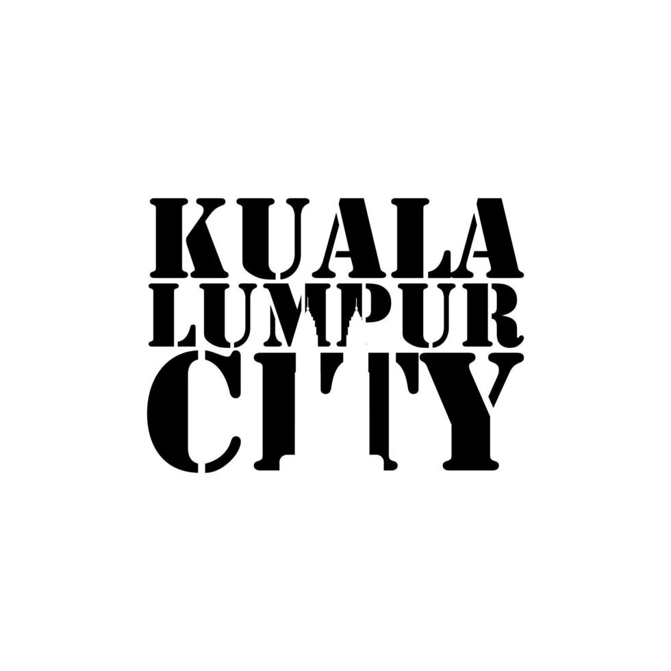 Kuala lumpur city negative space typography logo design image vector