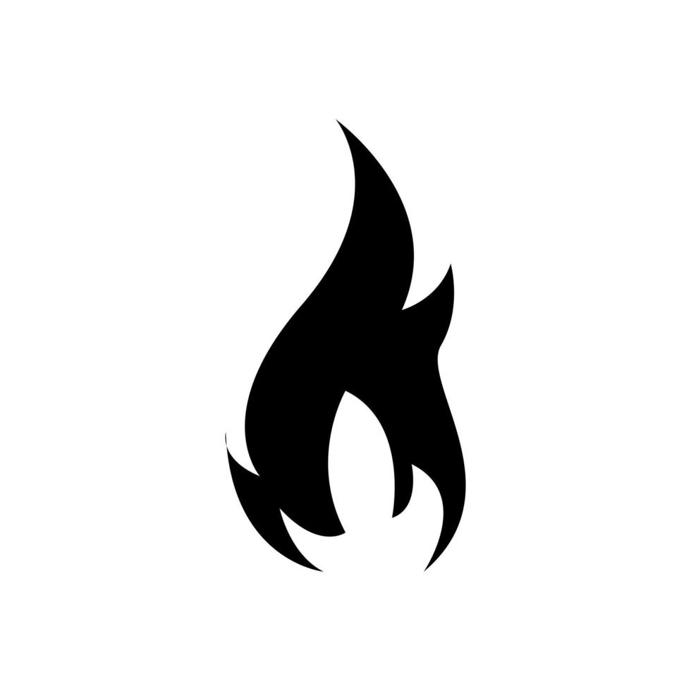 icono de llama de fuego, icono negro aislado en fondo blanco vector