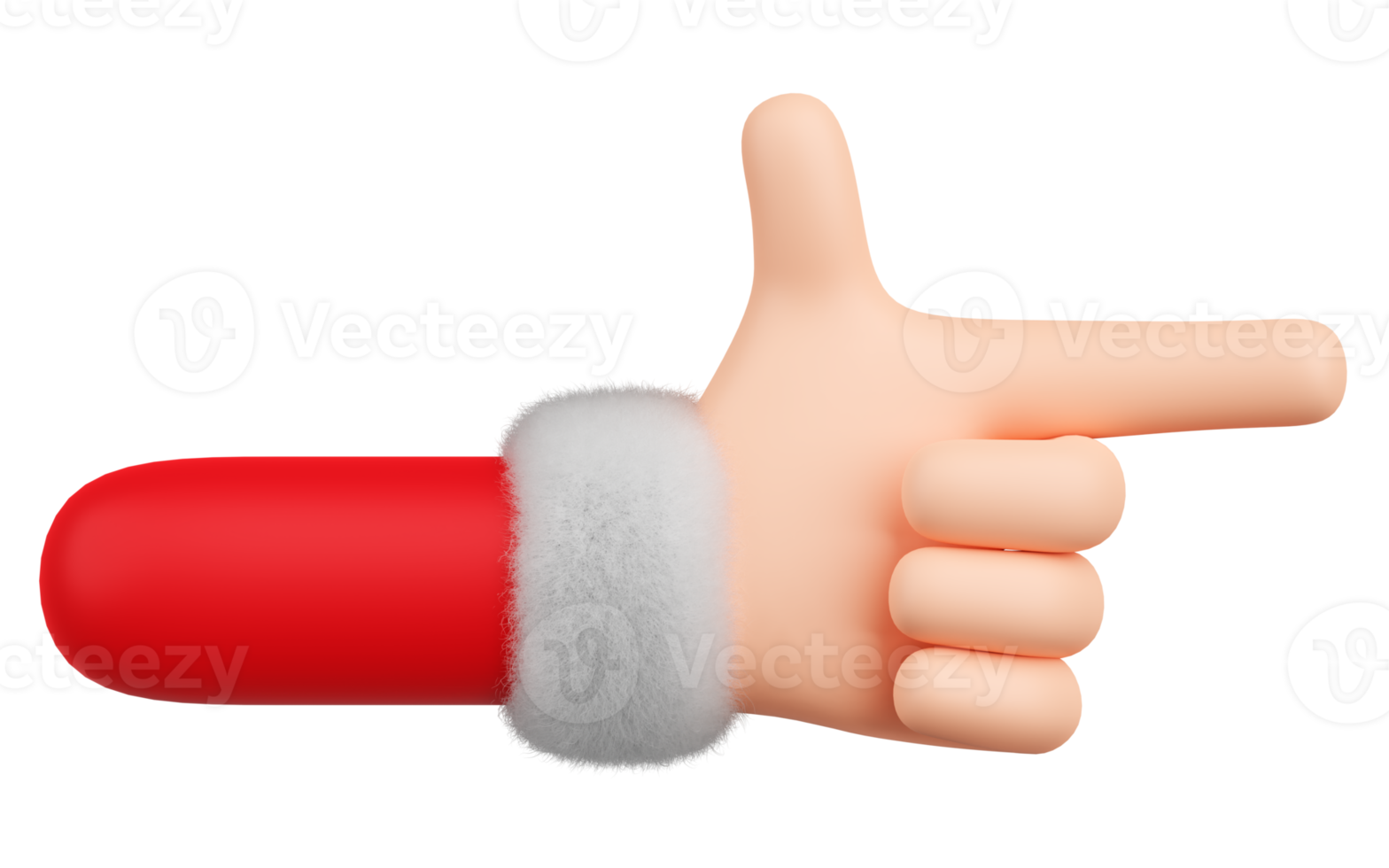 Santa Claus hand in red shirt with fur, 3d illustration png
