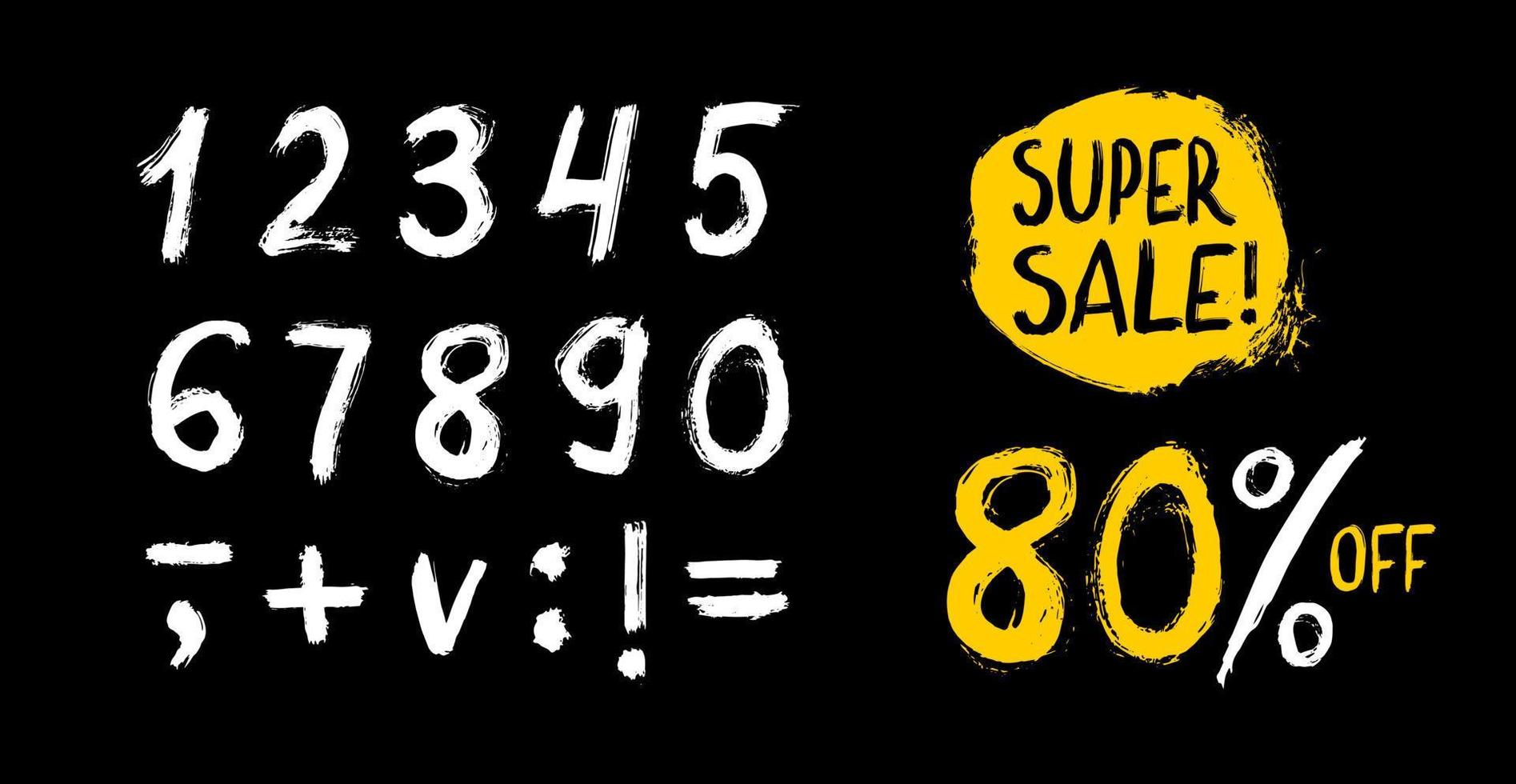 sale percent sketch on chalkboard numbers written with brush on black background vector