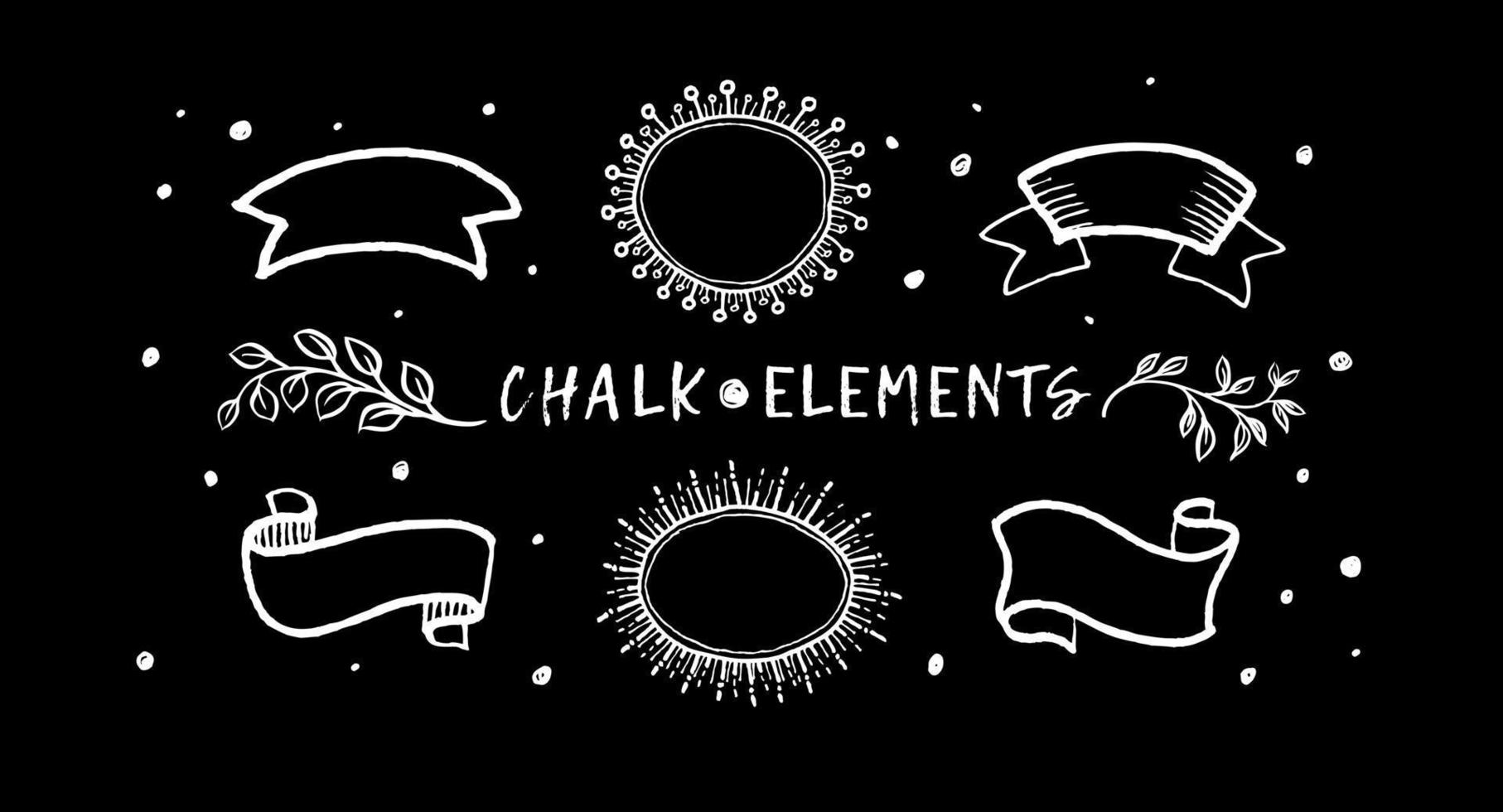 frames, ribbons, twigs drawn with chalk vector