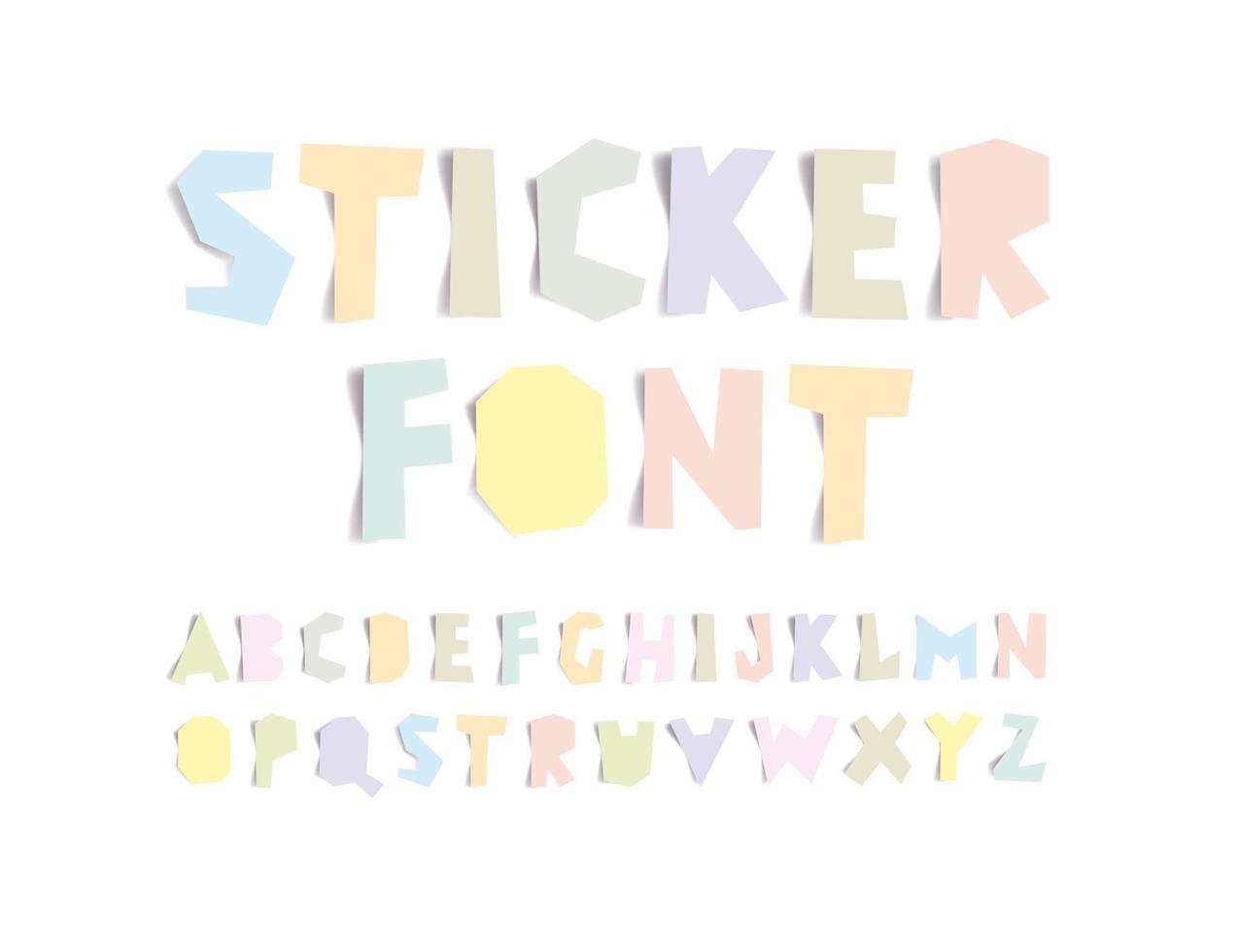 Set of realistic letters in the form of multicolored stickers. Latin alphabet. vector